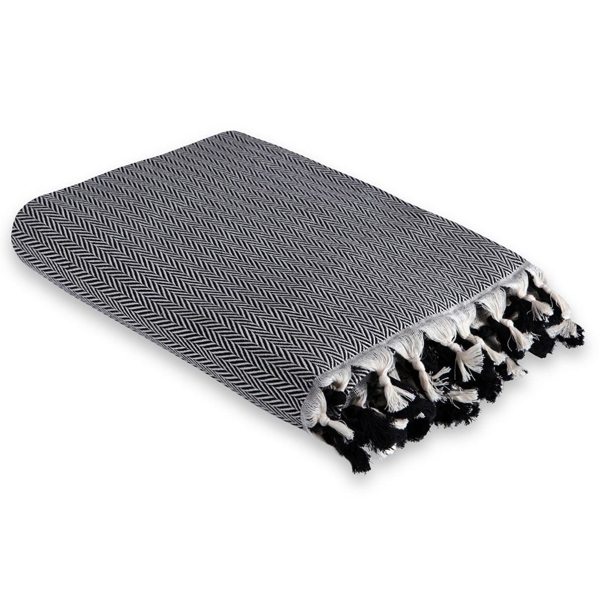 Plaid coton noir MEGEVE 130x170