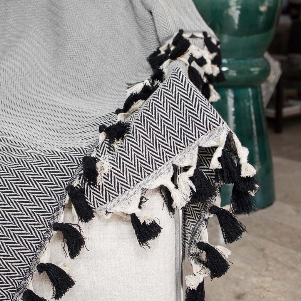 Plaid coton noir MEGEVE 130x170