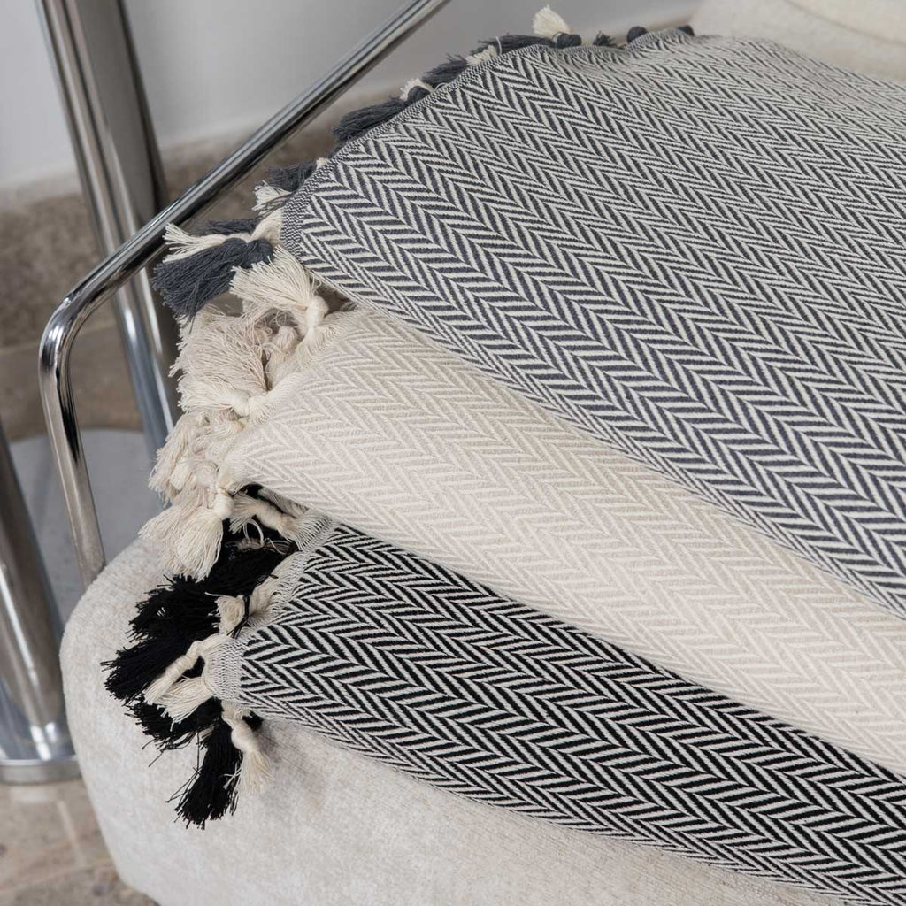 Plaid coton noir MEGEVE 130x170