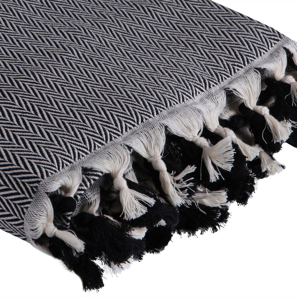 Plaid coton noir MEGEVE 130x170