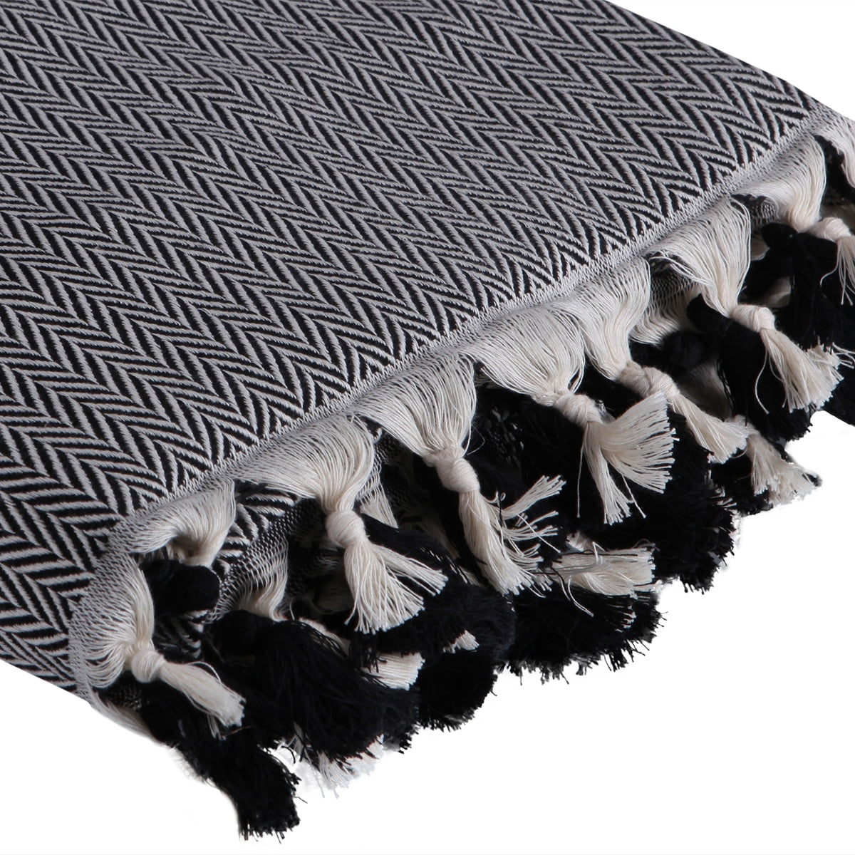 Plaid coton noir MEGEVE 130x170