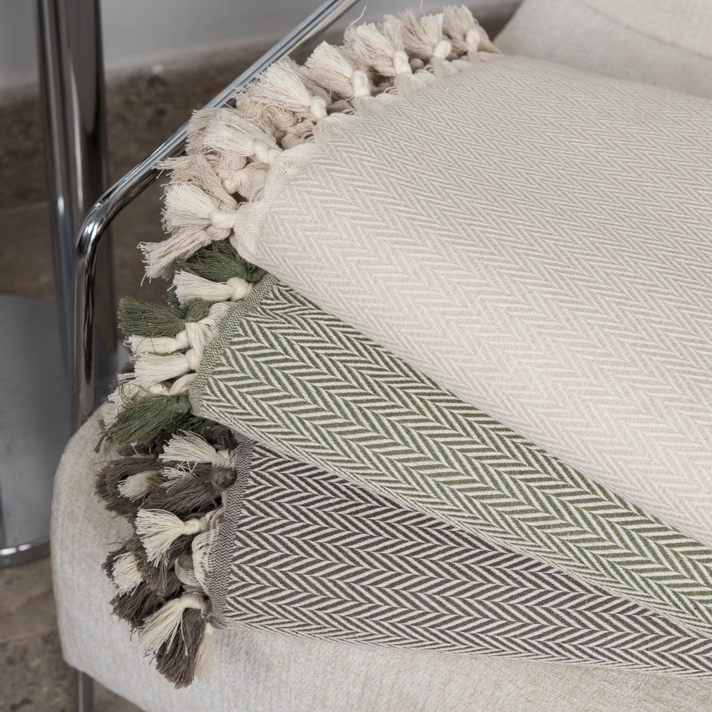 Plaid coton vert olive MEGEVE 130x170