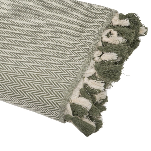 Plaid coton vert olive MEGEVE 160x250