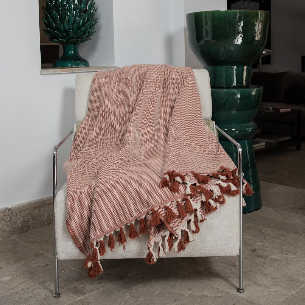 Plaid coton rouge tomette MEGEVE 130x170