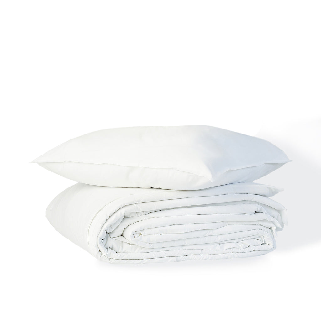 Set di biancheria da letto in cotone lavato bianco LUNA