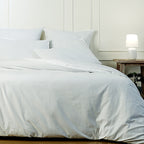 Set di biancheria da letto in cotone lavato bianco LUNA