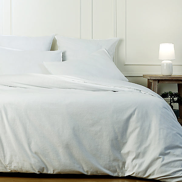 Set di biancheria da letto in cotone lavato bianco LUNA