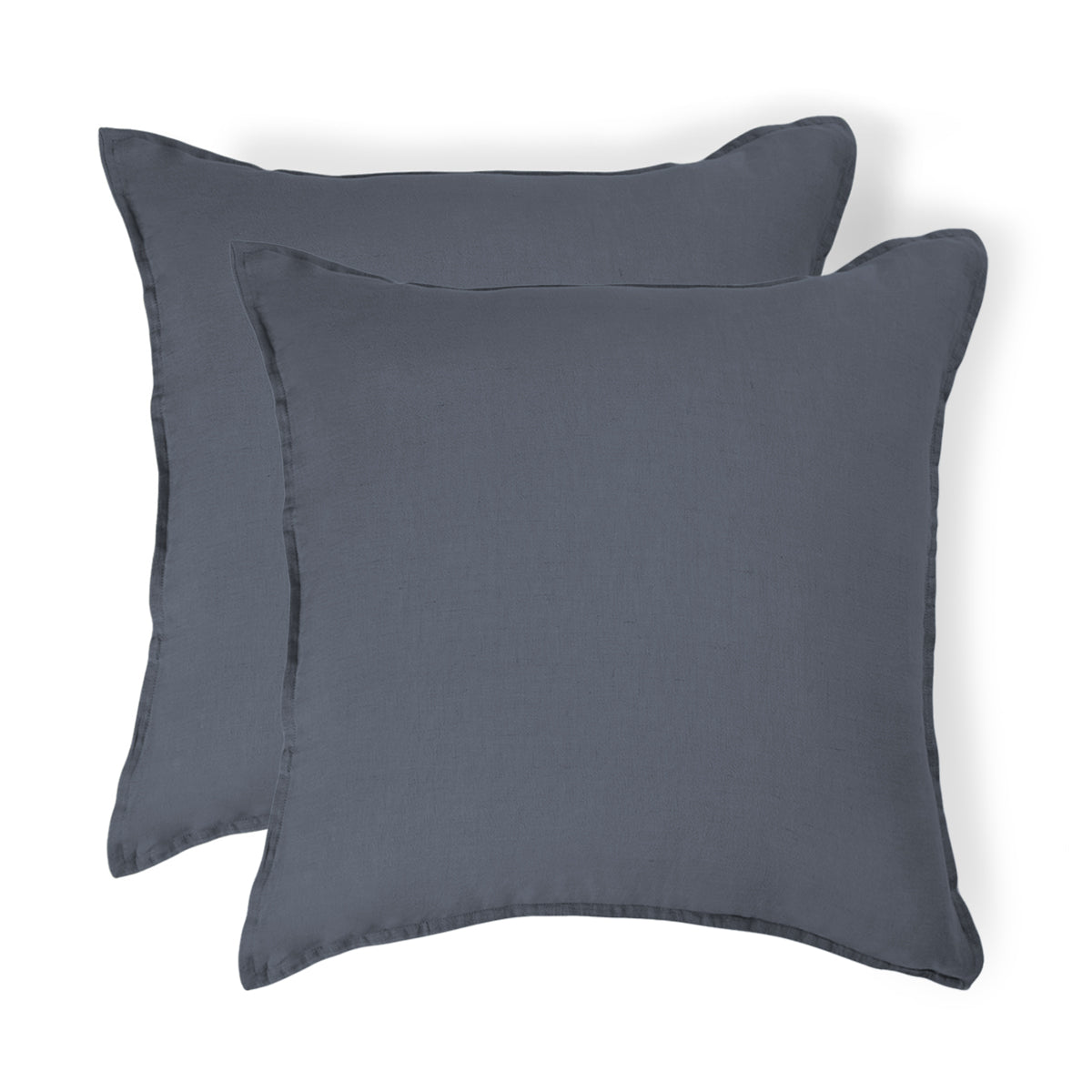 Taie d'oreiller (x2) lin lavé bleu orage CAMILLE - 50x70 - febronie.com