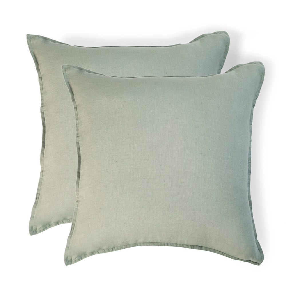 Taie d'oreiller (x2) lin lavé céladon CAMILLE - 65x65 cm