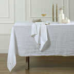 Nappe lin lavé 150x250 CAMILLE - blanc / or