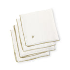 Nappe + 4 serviettes lin lavé 150x250 CAMILLE - blanc / or
