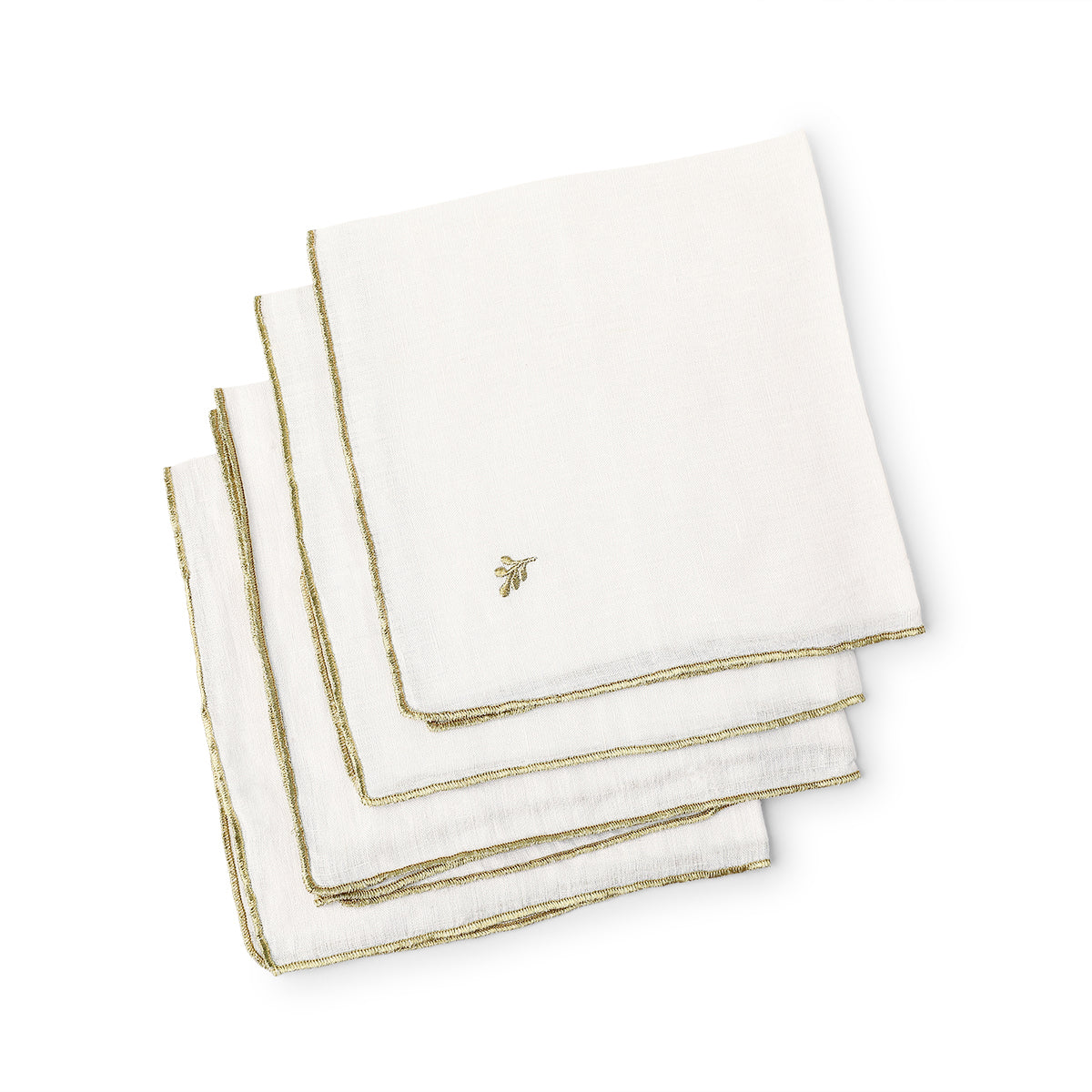 Nappe + 4 serviettes lin lavé 150x250 CAMILLE - blanc / or