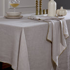 Nappe + 4 serviettes lin lavé 150x250 CAMILLE - naturel / or