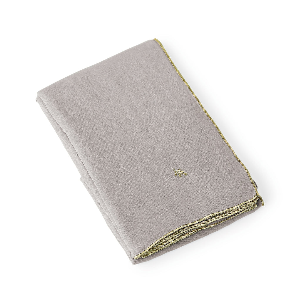 Nappe + 4 serviettes lin lavé 150x250 CAMILLE - naturel / or