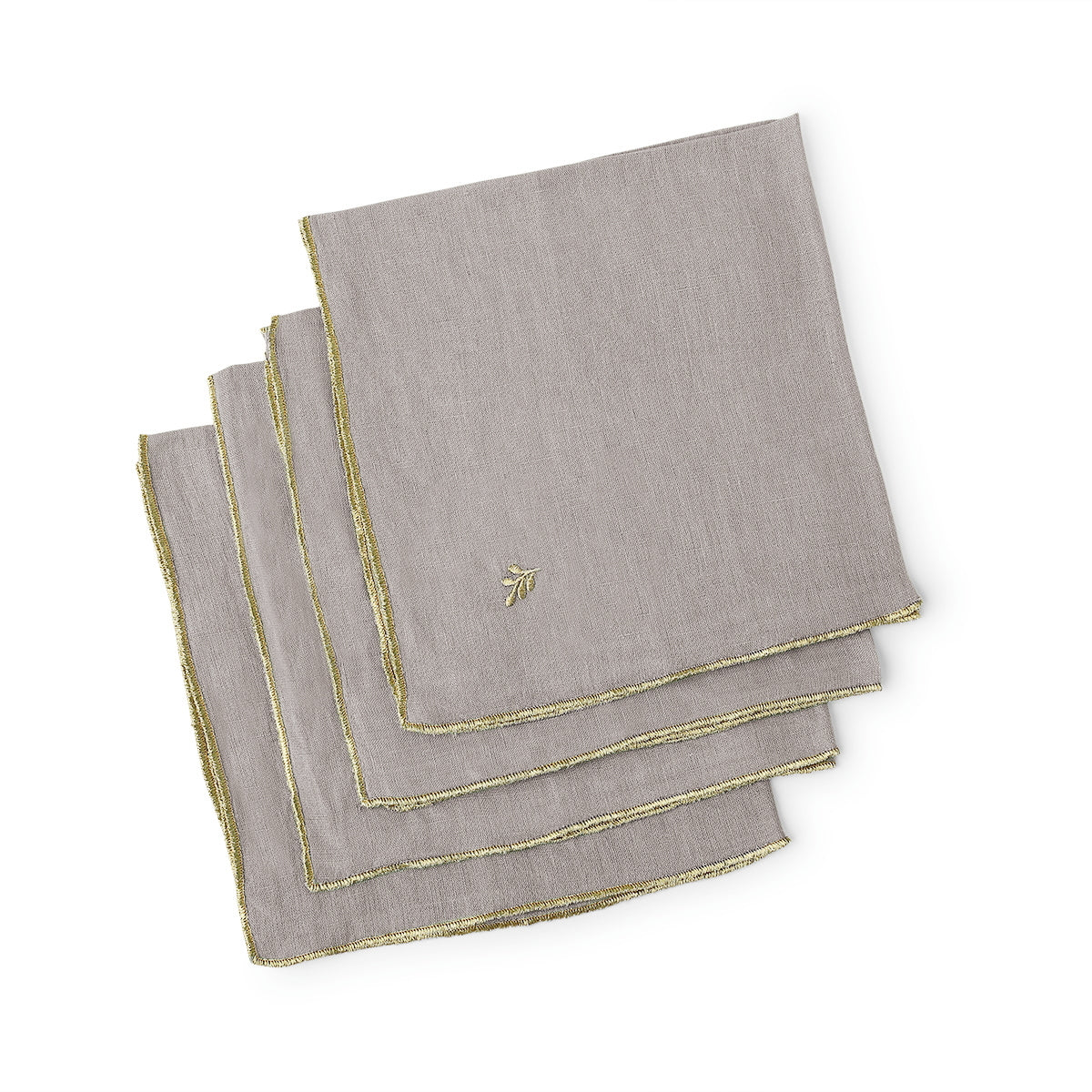 Nappe + 4 serviettes lin lavé 150x250 CAMILLE - naturel / or