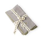 Nappe + 4 serviettes lin lavé 150x250 CAMILLE - naturel / or