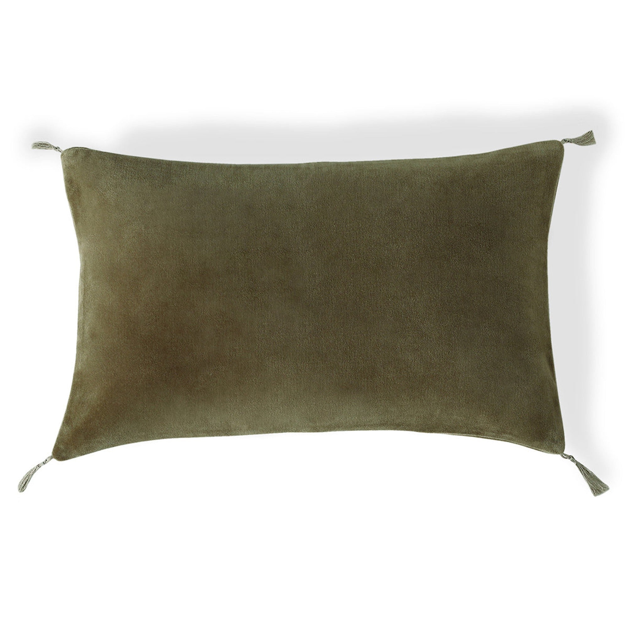 Housse de coussin velours de coton 50x30 DANUBE - vert kaki