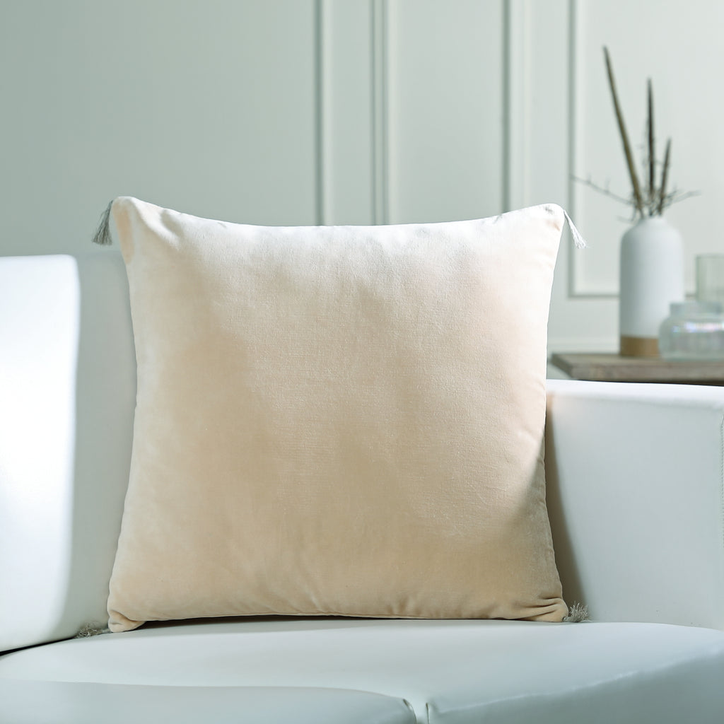 Housse de coussin velours de coton 50x50 DANUBE - dune