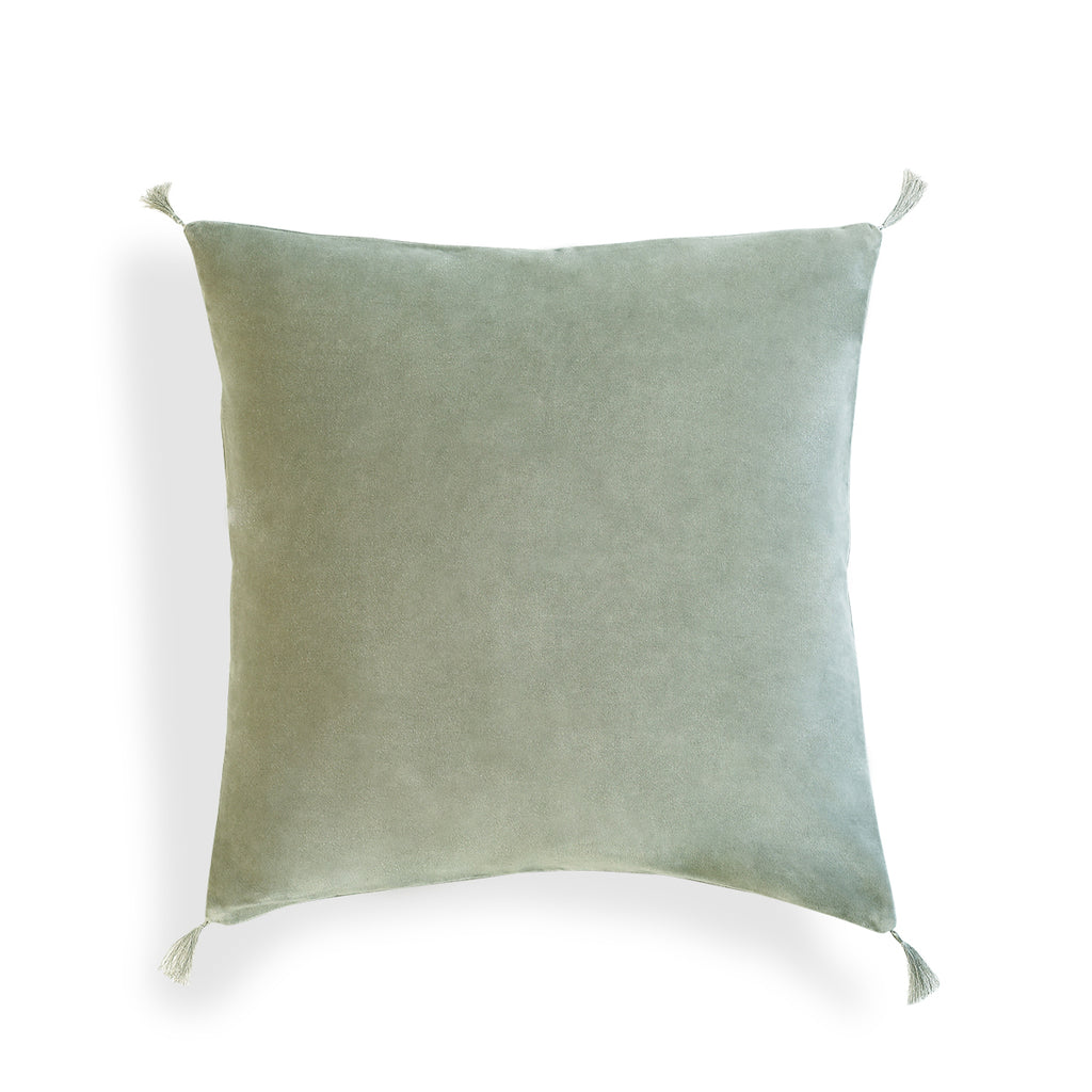 Housse de coussin velours de coton 50x50 DANUBE - vert de gris