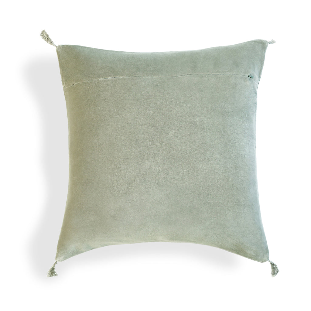 Housse de coussin velours de coton 50x50 DANUBE - vert de gris