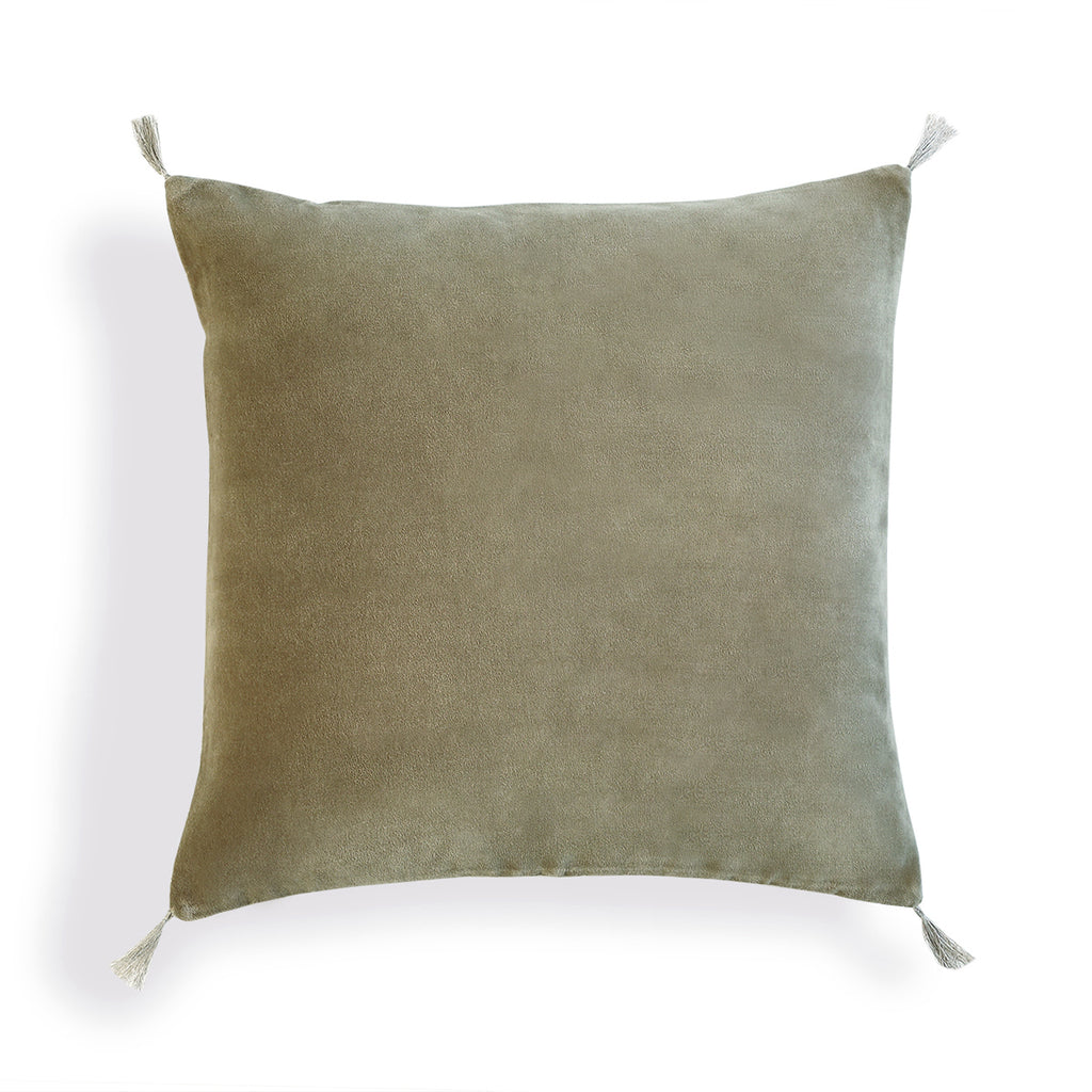 Housse de coussin velours de coton 50x50 DANUBE - vert kaki
