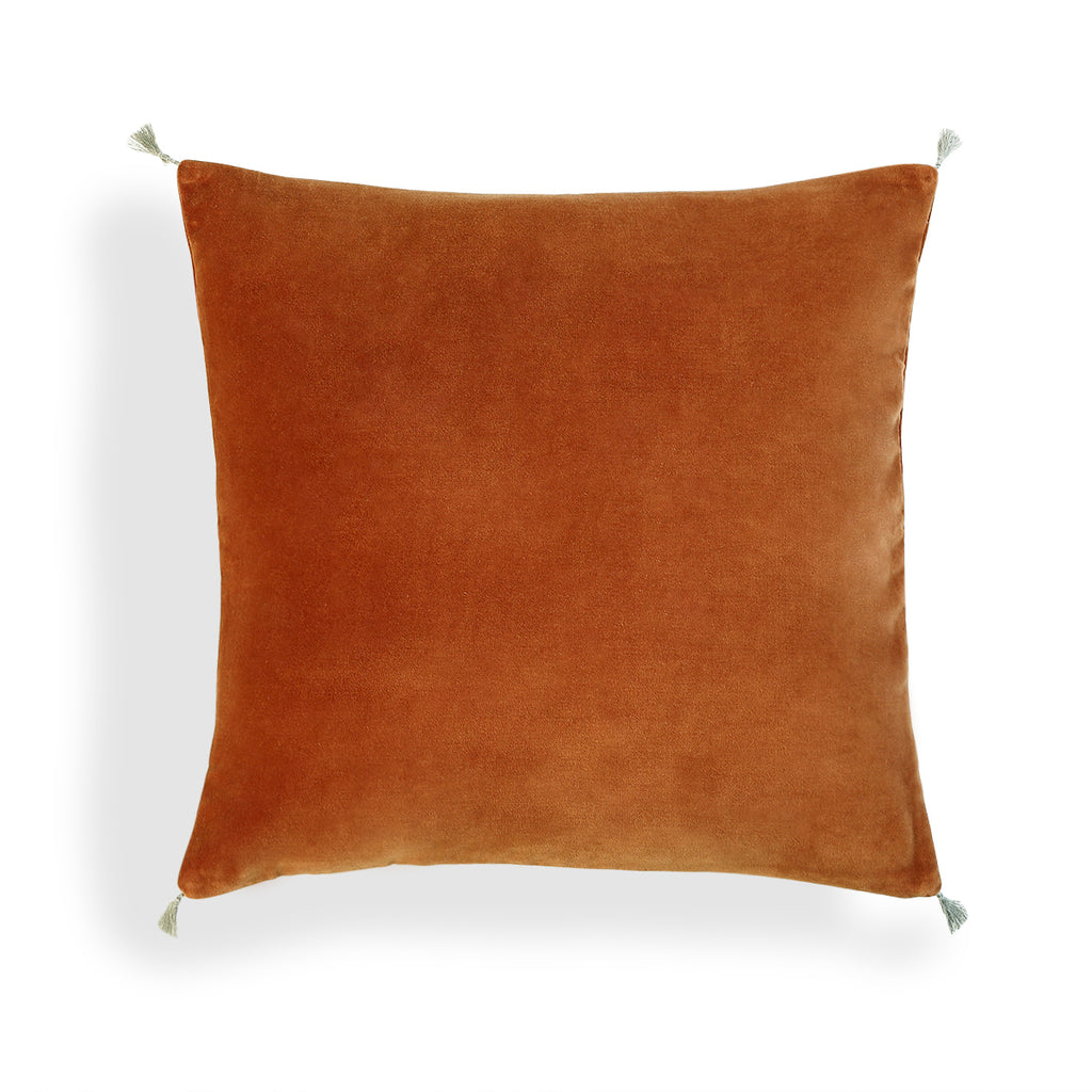 Housse de coussin velours de coton 50x50 DANUBE - bleu orage - febronie.com