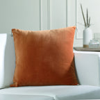 Housse de coussin velours de coton 50x50 DANUBE - terracotta