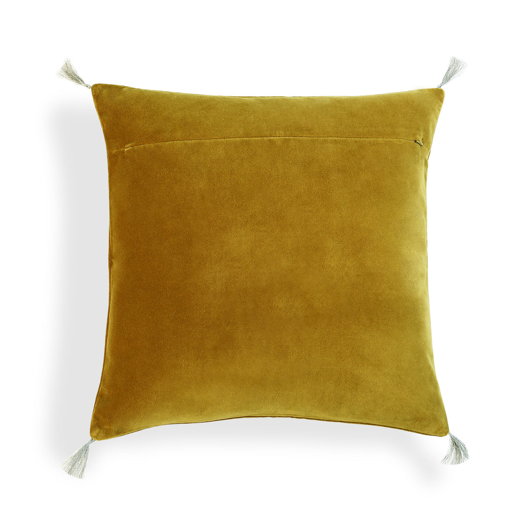 Housse de coussin velours de coton 50x50 DANUBE - jaune moutarde