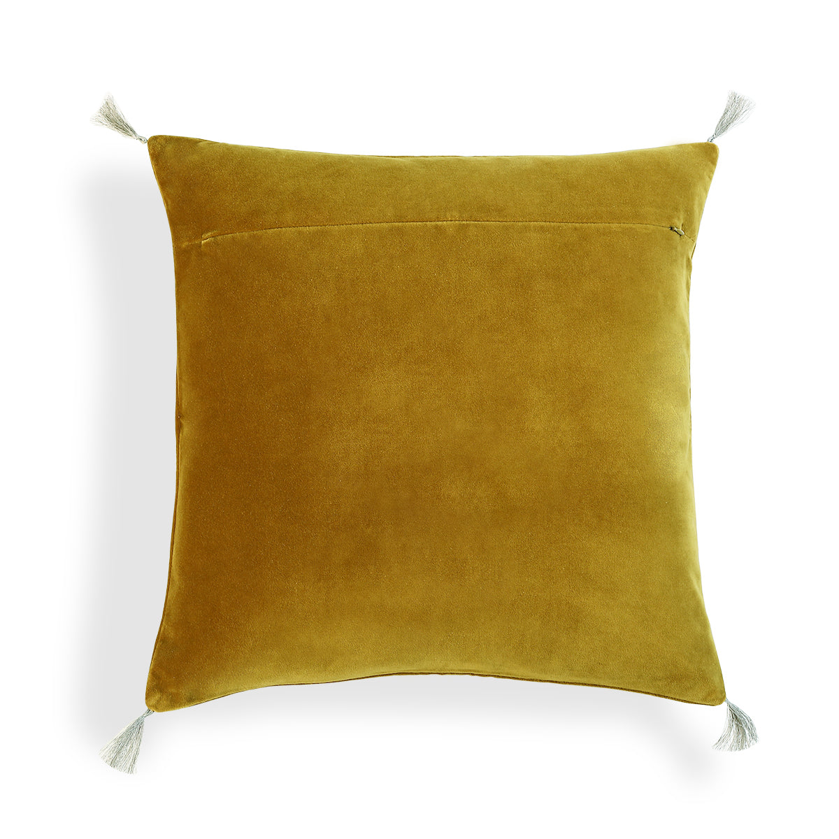 Housse de coussin velours de coton 50x50 DANUBE - jaune moutarde