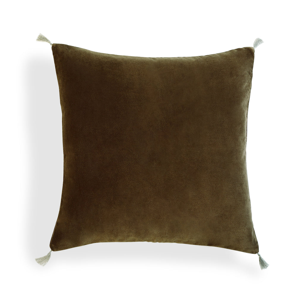 Housse de coussin velours de coton 50x50 DANUBE - brun chêne