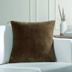 Housse de coussin velours de coton 50x50 DANUBE - brun chêne