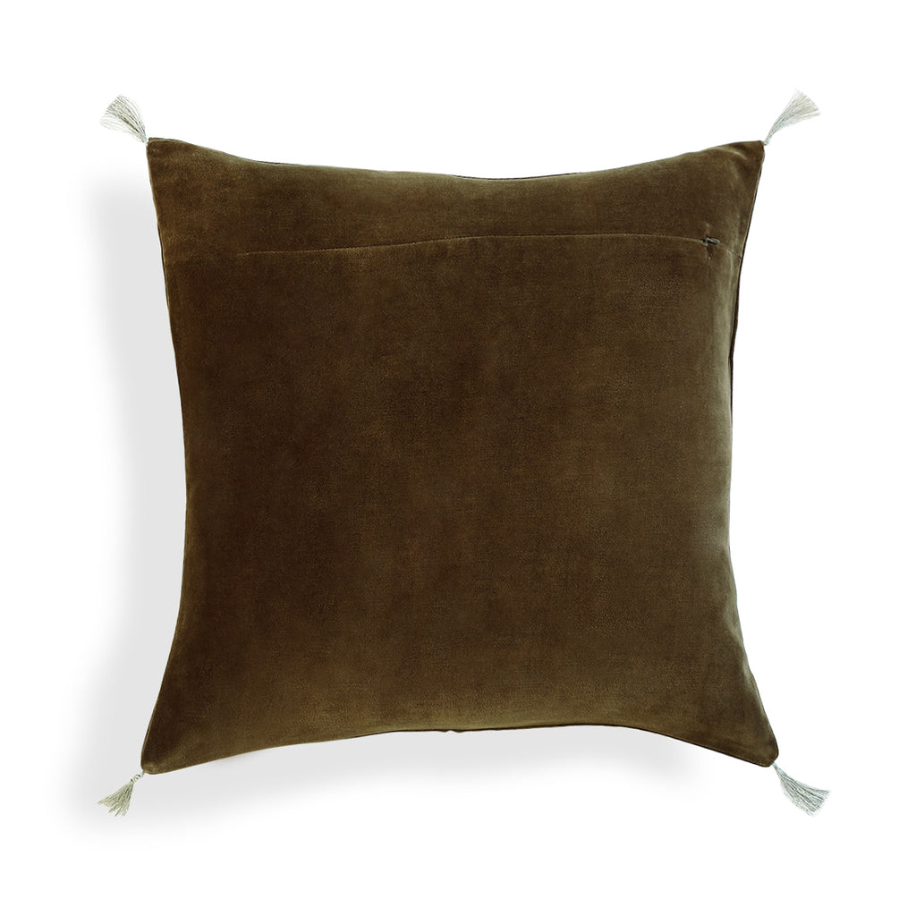 Housse de coussin velours de coton 50x50 DANUBE - brun chêne
