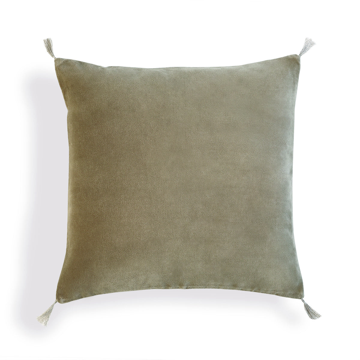 Coussin velours de coton 50x50 DANUBE - vert kaki