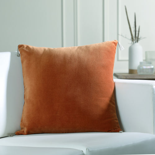 Coussin velours de coton 50x50 DANUBE - camel - febronie.com