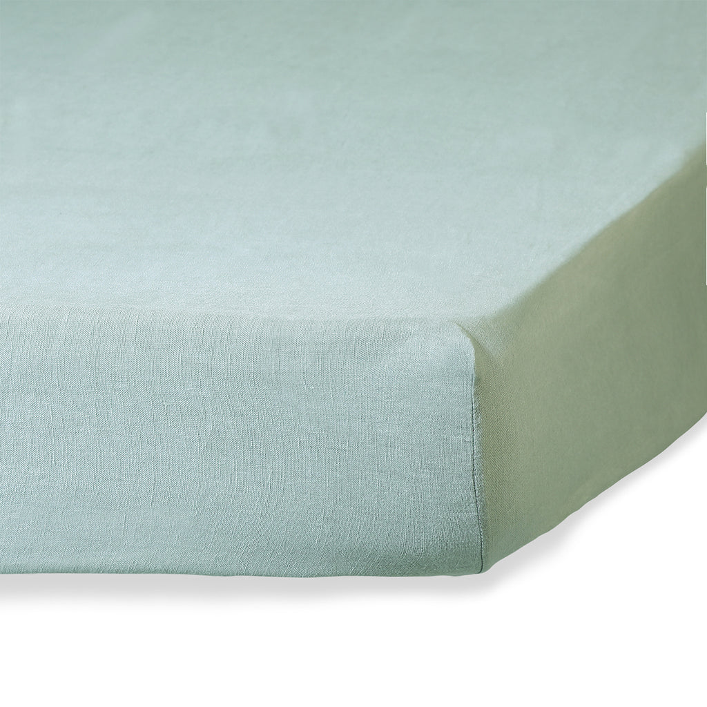 Drap housse lin lavé céladon CAMILLE - 200x200x40 cm
