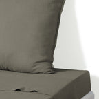Drap plat lin lavé 270x300 CAMILLE - vert kaki