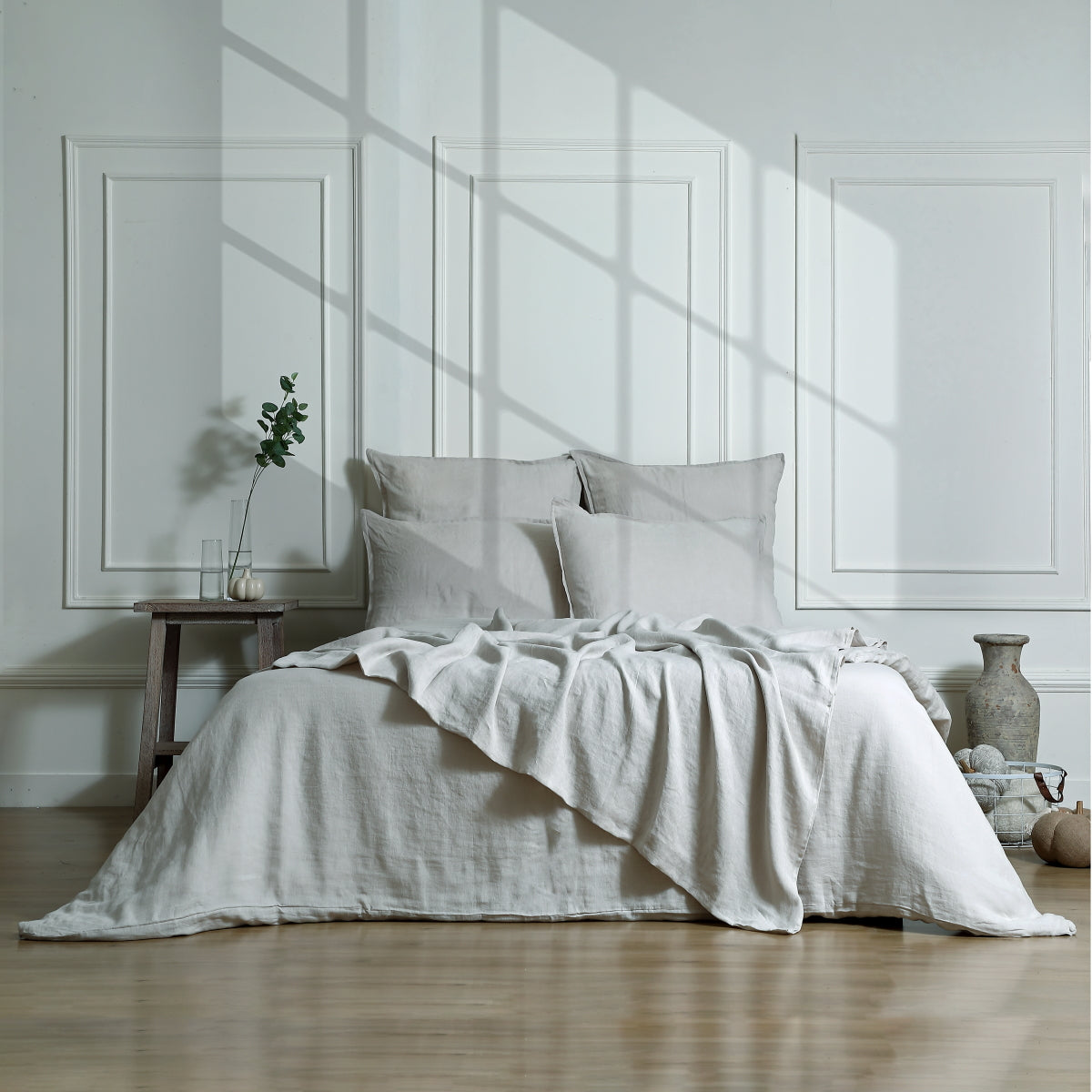 Parure + taies 65x65 lin lavé naturel CAMILLE - 260x240+2(65x65) - febronie.com