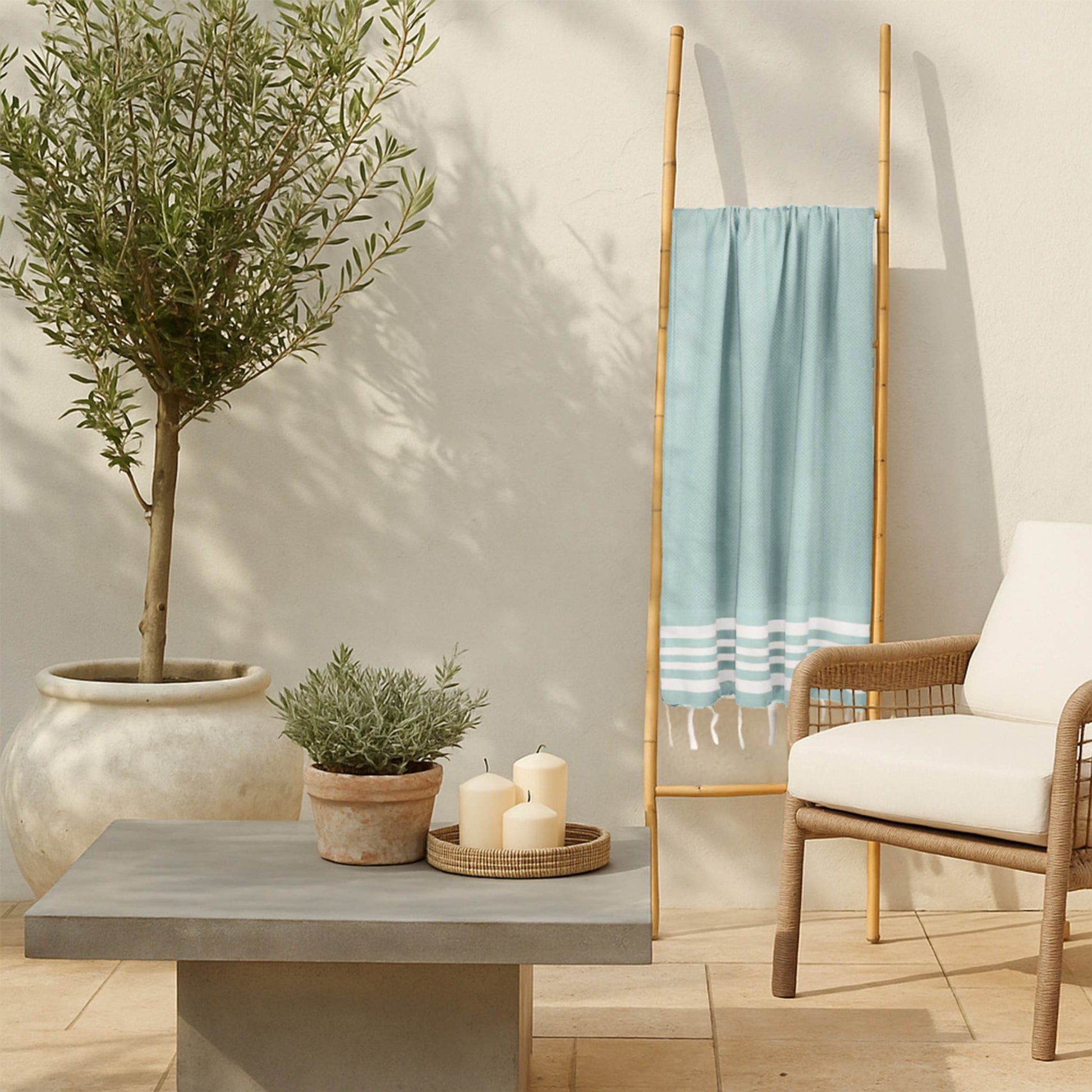 Fouta coton 100x200 NEWPORT vert d'eau