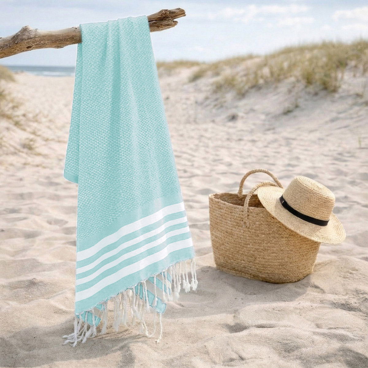 Fouta coton 100x200 NEWPORT vert d'eau
