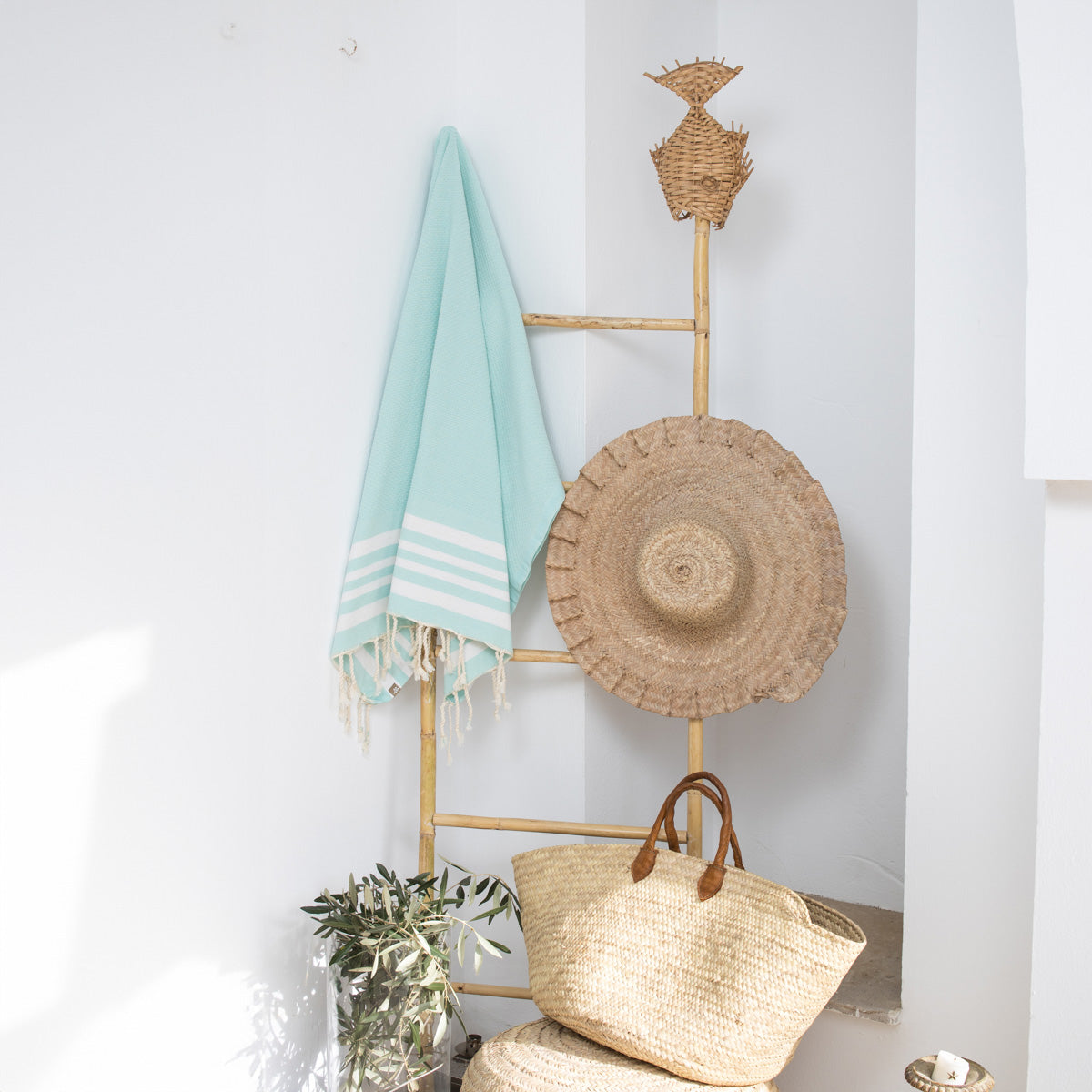 Fouta coton 100x200 NEWPORT vert d'eau