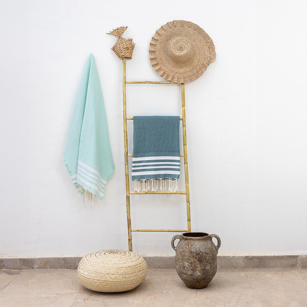 Fouta coton 100x200 NEWPORT vert d'eau