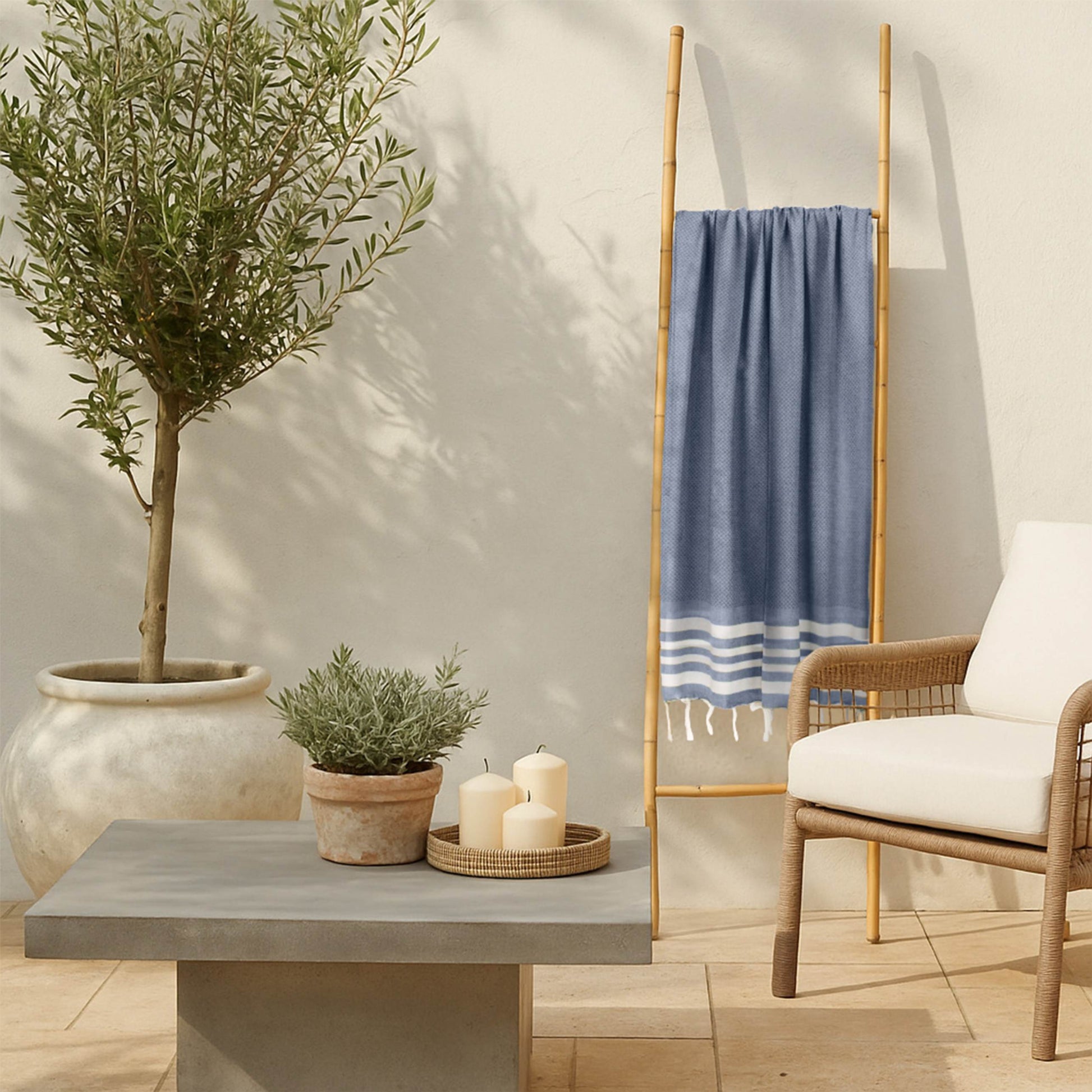 Fouta coton 100x200 NEWPORT bleu jean