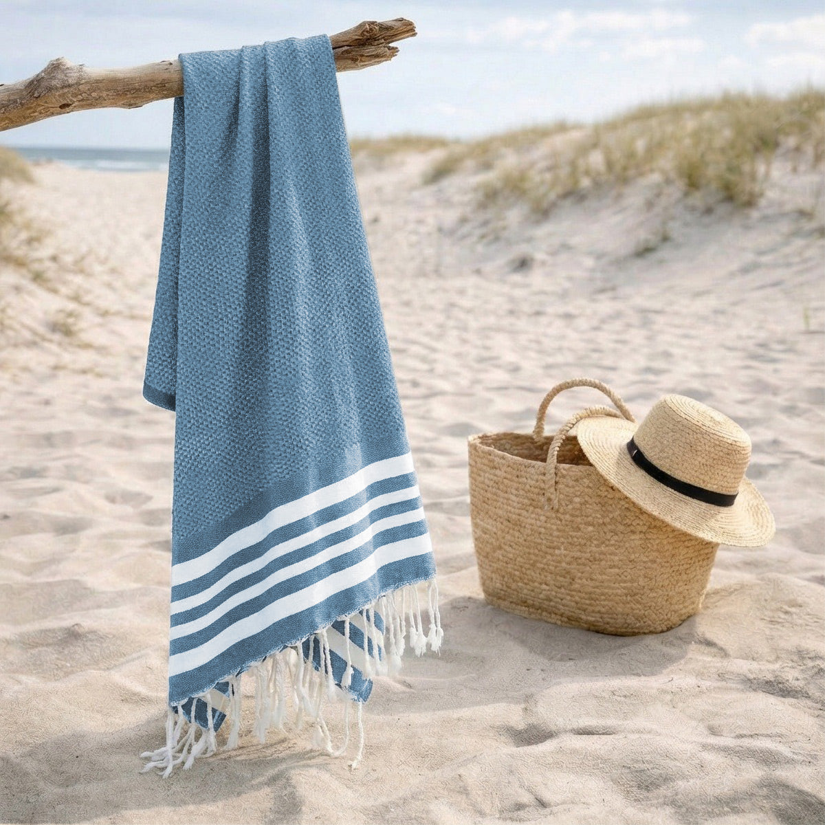 Fouta coton 100x200 NEWPORT bleu jean