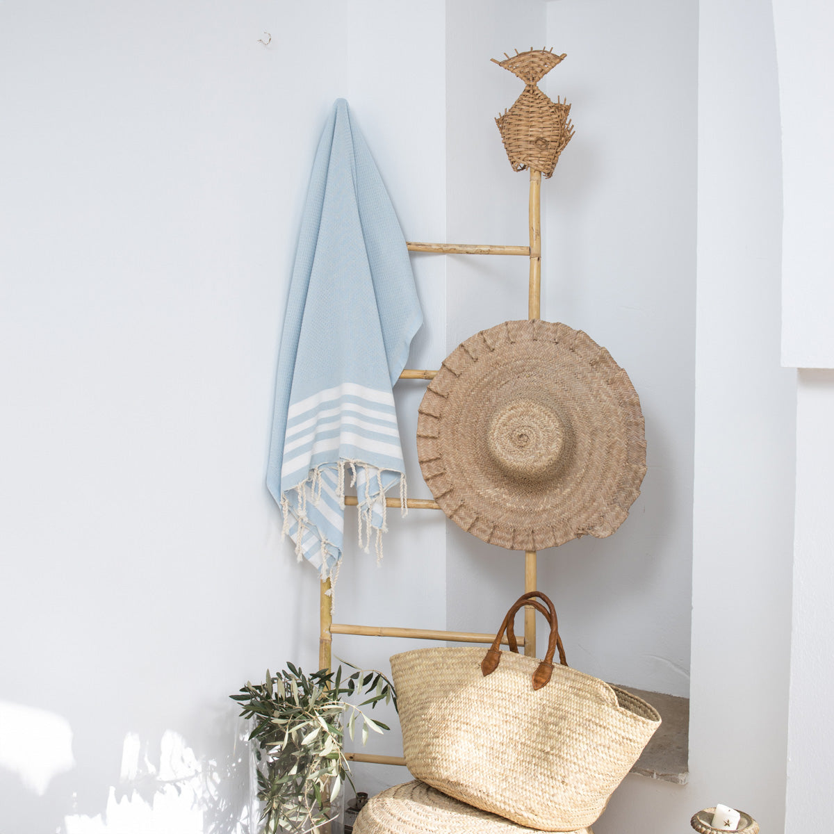 Fouta coton 100x200 NEWPORT bleu ciel