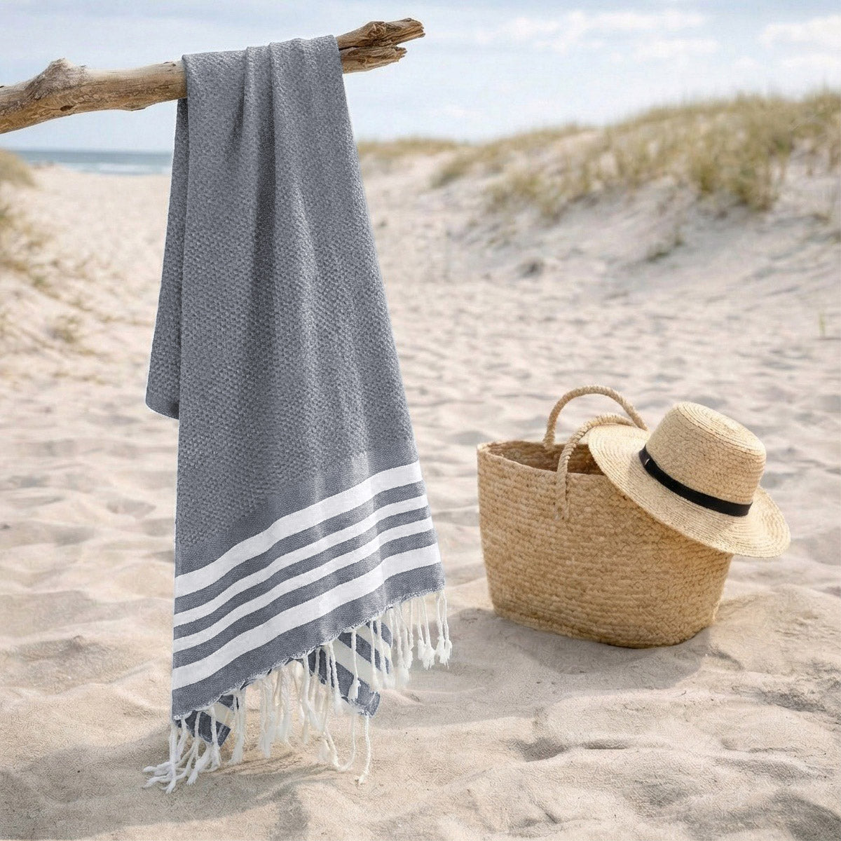 Fouta coton 100x200 NEWPORT gris moyen