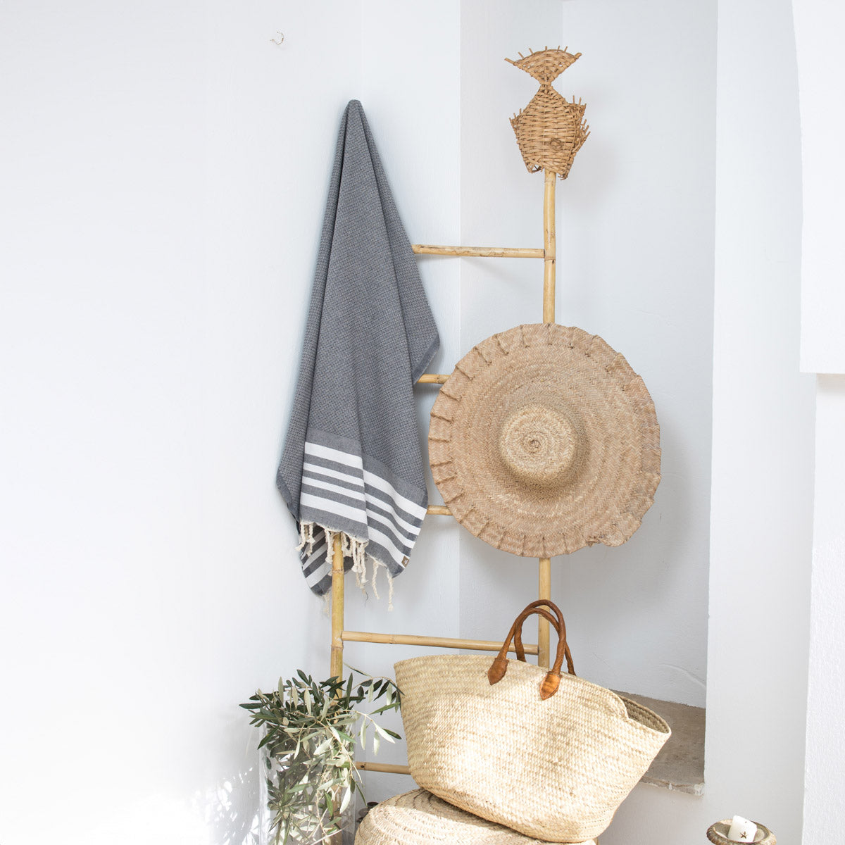 Fouta coton 100x200 NEWPORT gris moyen