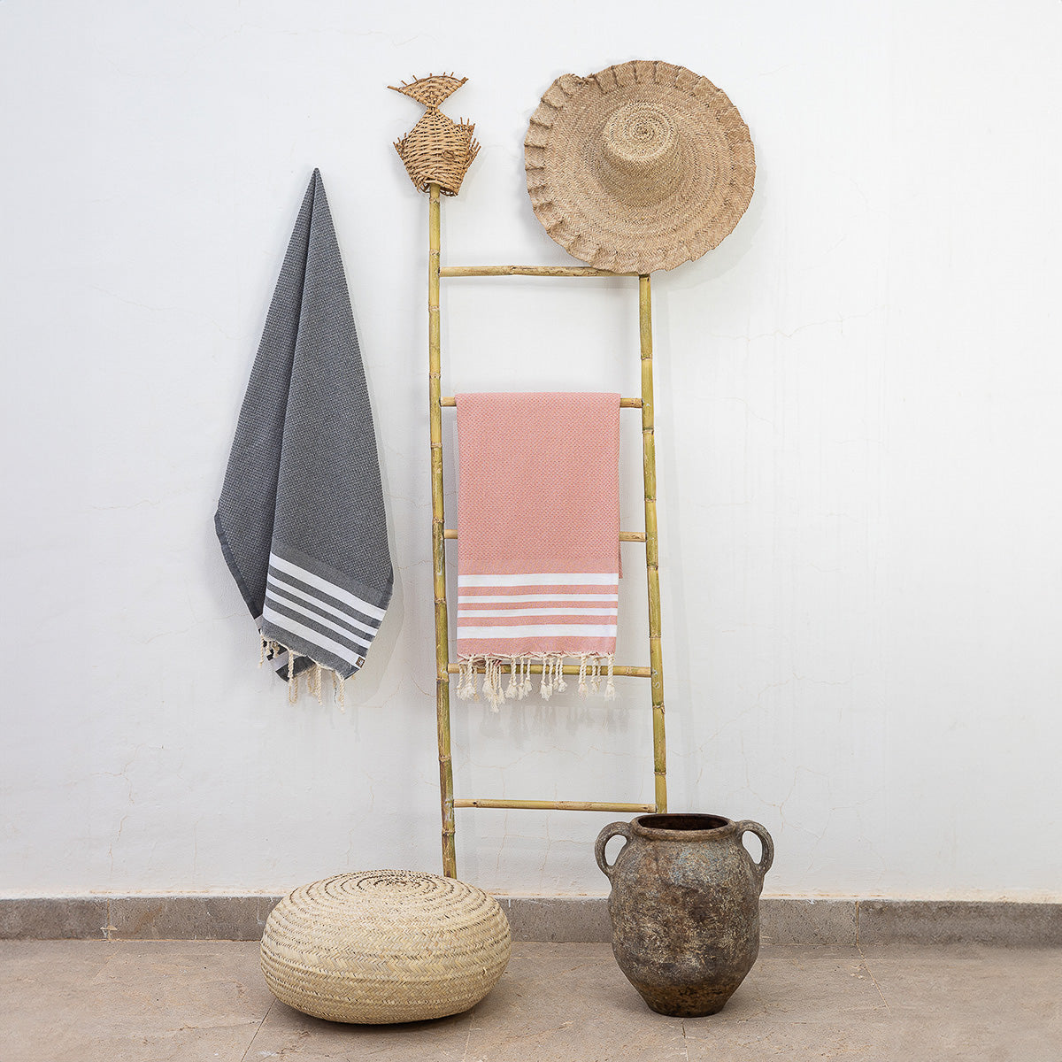 Fouta coton 100x200 NEWPORT rose poudré