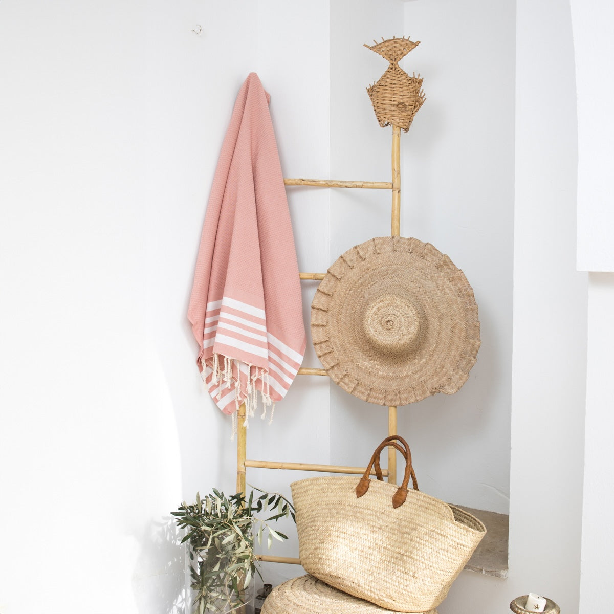 Fouta coton 100x200 NEWPORT rose poudré