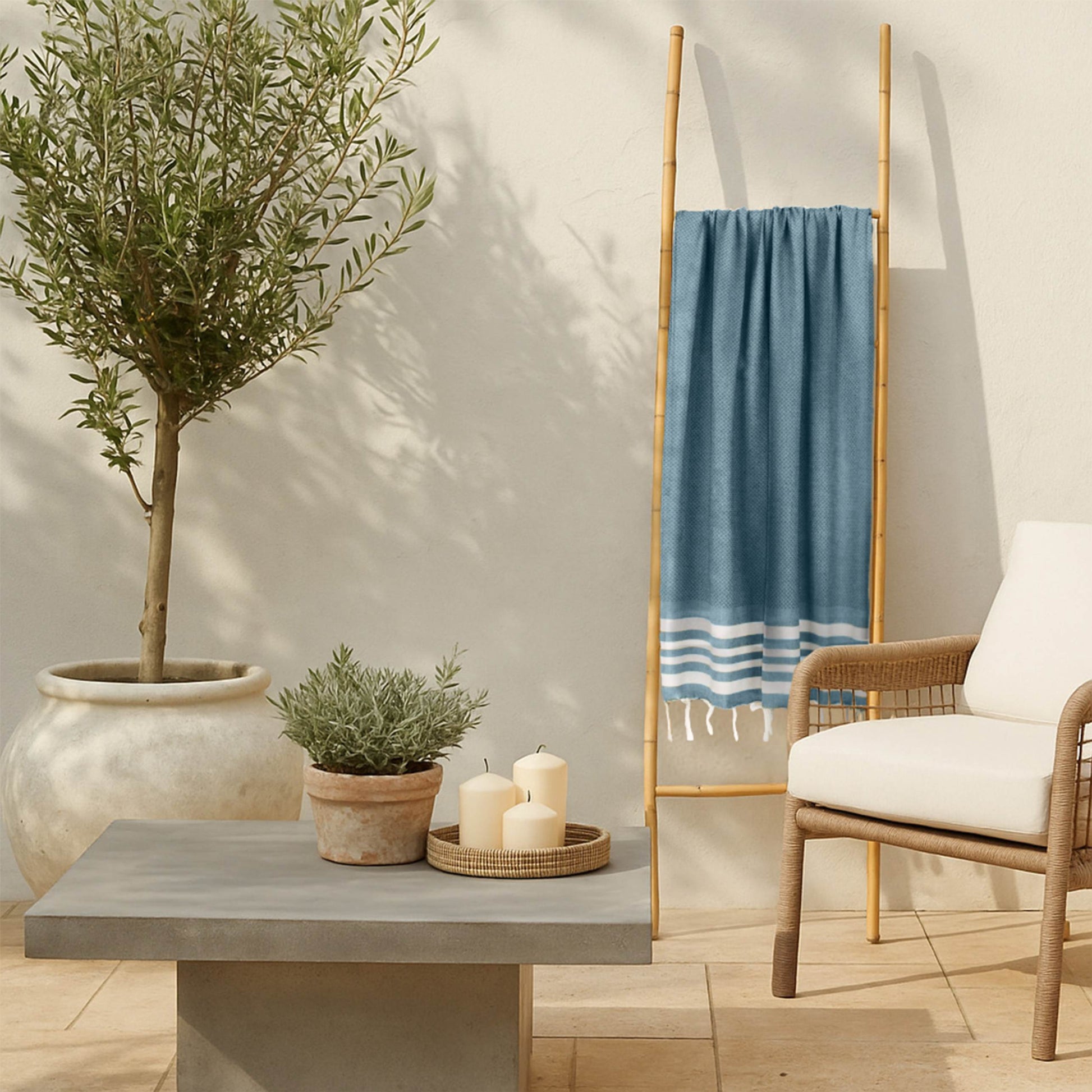 Fouta coton 100x200 NEWPORT bleu pétrole