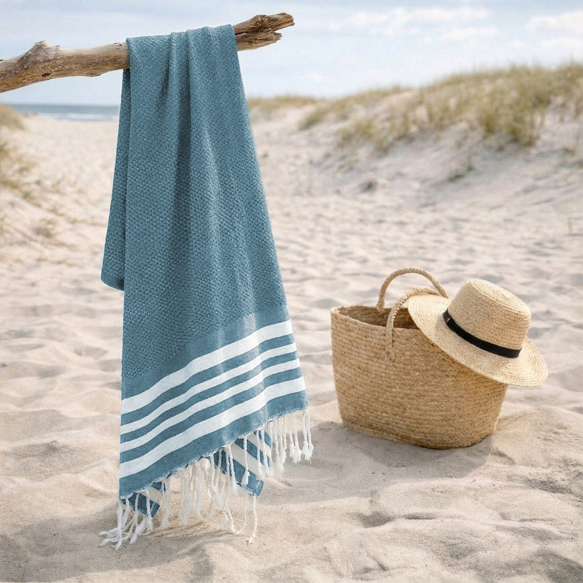 Fouta coton 100x200 NEWPORT bleu pétrole